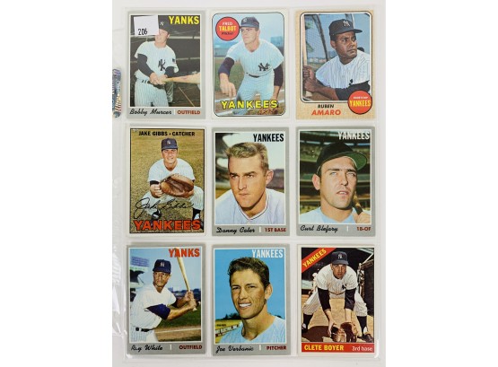Lot Of 9 Vintage 1960's 70's  Yankees Cards Topps