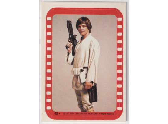 1977 Star Wars Luke Skywalker Sticker Card