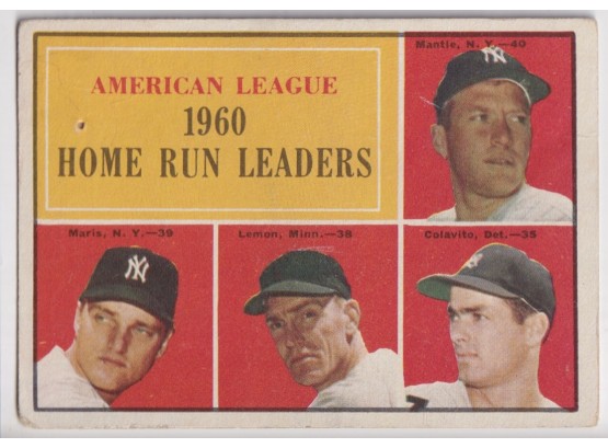 1961 Topps Home Run Leaders Mantle Maris Yankees