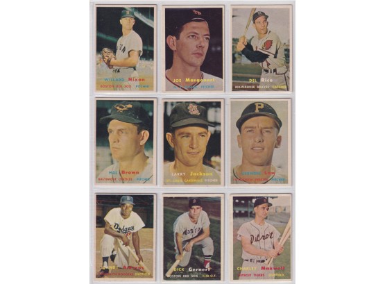 Lot Of 9 1957 Topps Baseball Cards
