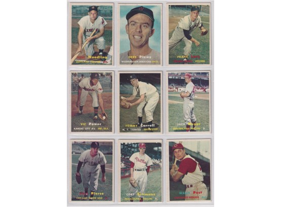Lot Of 9 1957 Topps Baseball Cards