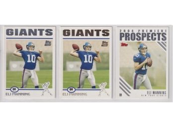 Lot Of 3 2004 Topps Eli Manning Rookies Including The Gold Foil Variation