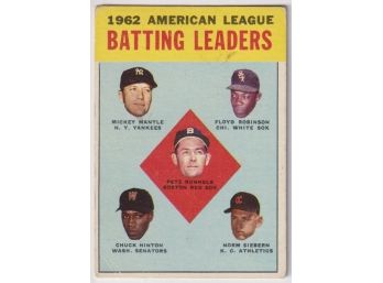1963 Topps AL Batting Leaders Mantle