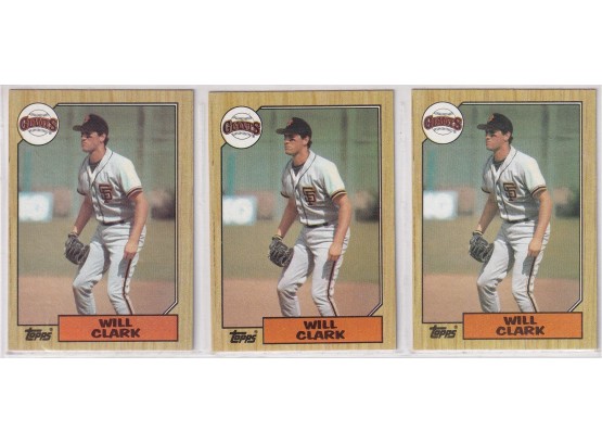 Lot Of 3 1987 Topps Will Clark Rookie Cards