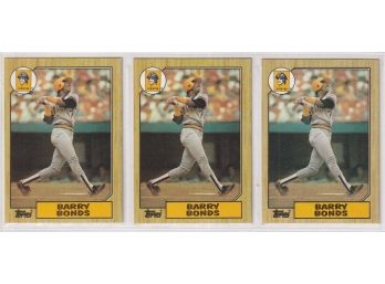 Lot Of 3 1987 Topps Barry Bonds Rookie Cards