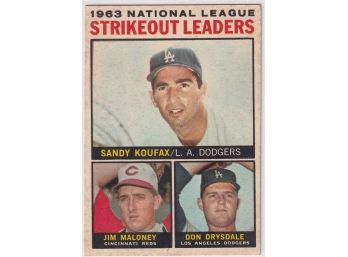 1964 Topps NL Strikeout Leaders Sandy Koufax Don Drysdale