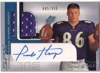 2001 SPX Todd Heap Signed Rookie Stars Jersey Numbered /900