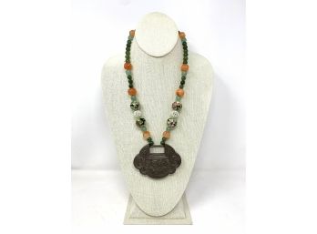 Large Artisan Made Echo Of The Dreamer Necklace With Jade Stones