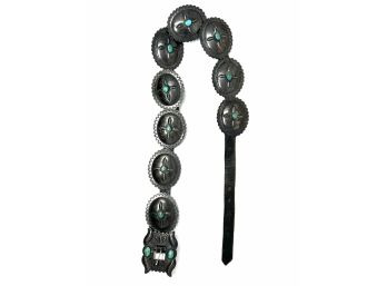 Concho Belt With Turquoise - Unmarked