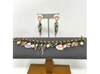 Kirks Folly Charm Bracelet And Earrings Set