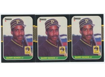 (3) 1987 Donruss Barry Bonds Rookie Cards