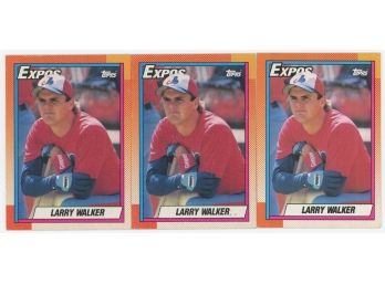 (3) 1990 Topps Larry Walker Rookie Cards