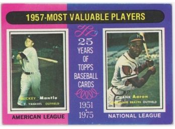1975 Topps Mickey Mantle/ Hank Aaron MVP 57
