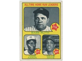 1973 Topps #1 All Time HR Leaders W/ Ruth/ Aaron Mays
