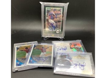 Lot Of (5) Jason Heyward On Card Autographs With Rookie Autos