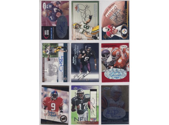 Lot Of (9) Autographed Football Cards