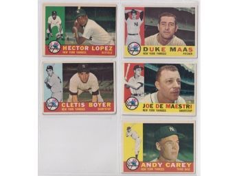 Lot Of (5) 1960 Topps Baseball Cards