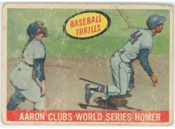 1959 Topps Baseball Thrills Aaron Clubs World Series Homer