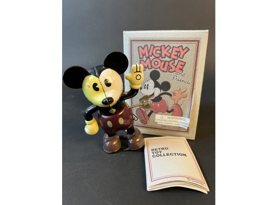 Reproduction Tin Mickey Mouse Toy In Original Box As Pictured