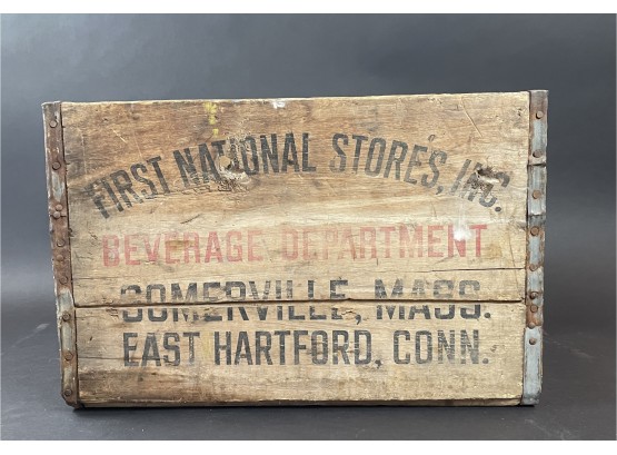 Vintage First National Stores Advertising Crate
