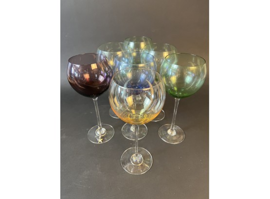 Collection Of Colored Glass Wine Glasses