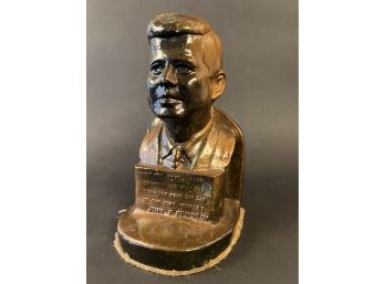 Heavy JFK Bust With Inscription On Front - As Pictured