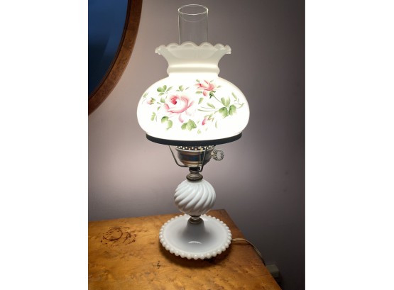 Vintage Milk Glass Table Lamp - Damaged As Pictured