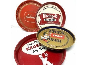 Vintage Beer Tray Lot Including Rheingold, Krueger, Schaefer And Piels