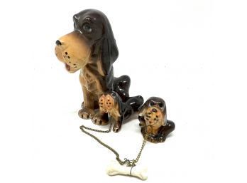 Collection Of Porcelain Family Of Dogs Figures - As Is
