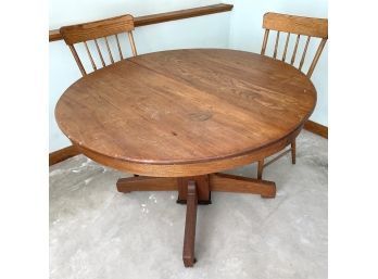Oak Pedestal Table With Two Chairs