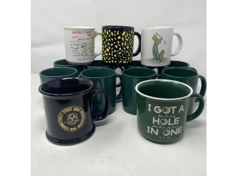 Coffee Mug Lot Including Several Golf Themed Mugs