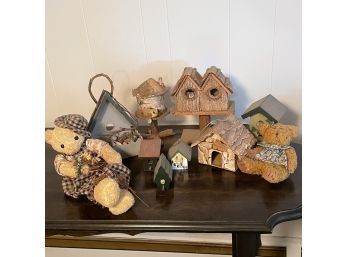 Birdhouse Decor Lot With Bonus Bears!