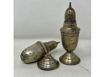 Weighted Sterling Salt And Pepper Shakers - Damaged - Total Weight 94.6 Grams
