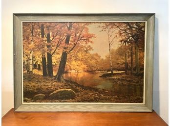 Large Framed Print Of Trees Signed Robert Wood