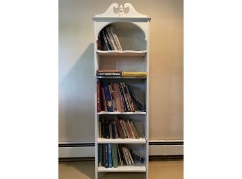 White Wooden Book Shelf With Contents - See Description For Details