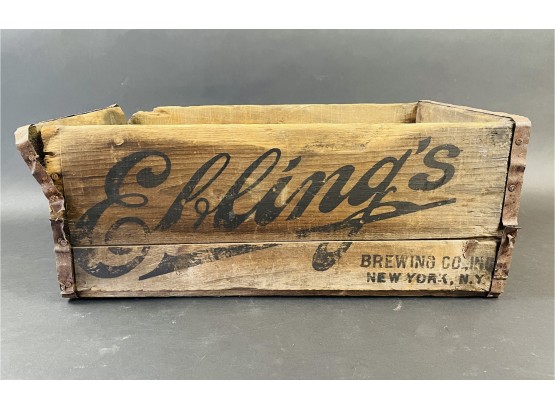 Antique Eblings Brewery Crate - As Pictured - One Side Is Damaged