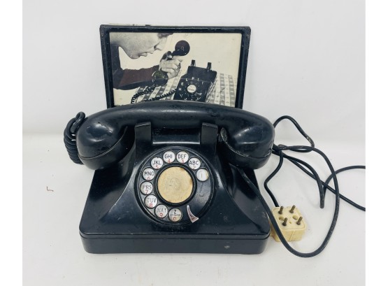 Antique Phone With Plaque - For Decor, Collector Or Restoration