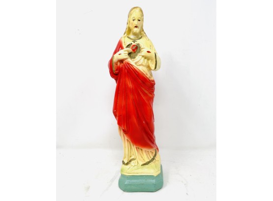 Vintage Chalkware Religious Statue - Some Paint Loss As Pictured