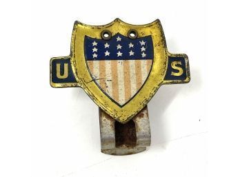 WWII US Flag Holder License Plate Clip - Rare