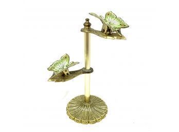 Vintage Brass And Enamel Butterfly Clip Desk Paper Holder