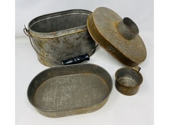 Antique Lunch Bucket 1920s Era Metal Lunch Box (Miners)