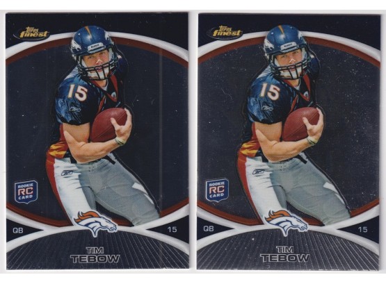(2) 2011 Finest Tim Tebow Rookie Cards