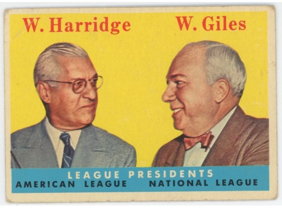 1958 Topps Baseball #300 League Presidents - W. Harridge & W. Giles