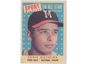 1958 Topps Baseball #480 Sport Magazine '58 All-star Selection Eddie Mathews