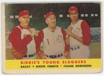 1958 Topps Baseball #386 Birdie's Young Sluggers - Bailey, Tebbets, Robinson