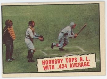 1961 Topps Baseball #404 Hornsby Tops NL With .424 Average
