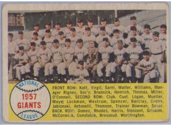 1958 Topps #19 Giants Team Card
