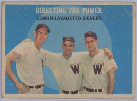 1959 Topps #74 Senators W/ Lemon, Lavagetto And Sievers