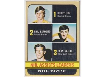 1972 Topps NHL Leaders W/ Orr, Esposito And Ratelle