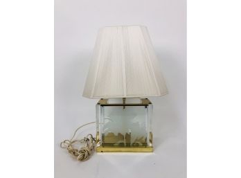 Post Modern Floral Etched Lamp Fredrick Ramond, Inc Etched Glass Lamp